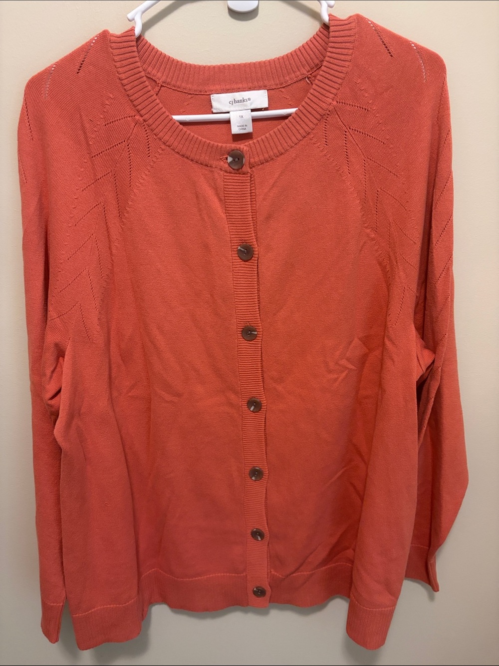 Christopher & Banks Coral Button-Front Cardigan